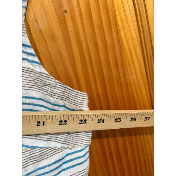 J.Jill Love Linen Blue Striped Sleeveless Midi Dress 2X 100% Linen Summer Travel - Picture 6 of 6